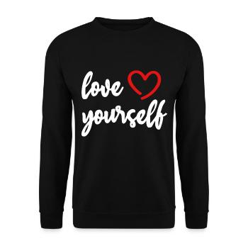 love yourself Heart Motivation Love - Unisex Sweatshirt - black - Front - Alina (178cm) & Michal (187cm)
