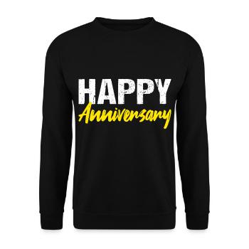 Happy Anniversary Jubiläum - Unisex Pullover - Schwarz - Vorne - Alina (178cm) & Michal (187cm)
