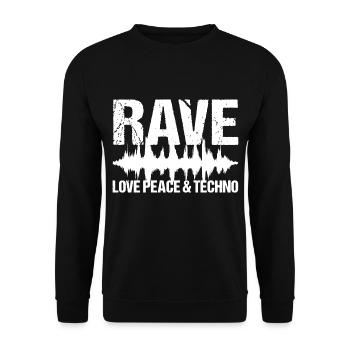 Rave Love Peace Techno Musique - Sweat-shirt Unisexe - noir - Devant - Alina (178cm) & Michal (187cm)