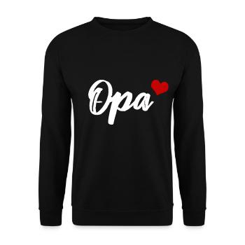 Opa Großvater Herz - Unisex Pullover - Schwarz - Vorne - Alina (178cm) & Michal (187cm)