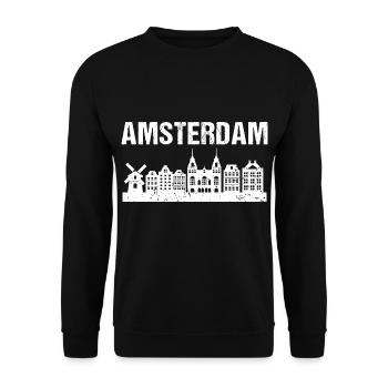 La ville Skyline d’Amsterdam - Sweat-shirt Unisexe - noir - Devant - Alina (178cm) & Michal (187cm)