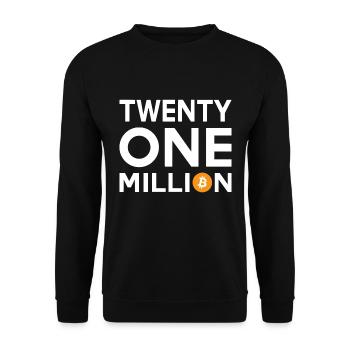Bitcoin Twenty One Million - Unisex Pullover - Schwarz - Vorne - Alina (178cm) & Michal (187cm)