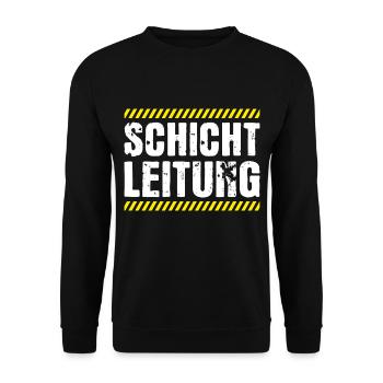 Schichtleitung Chef Beruf Humor - Unisex Pullover - Schwarz - Vorne - Alina (178cm) & Michal (187cm)