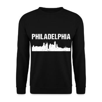 Philadelphia City Skyline - Unisex Pullover - Schwarz - Vorne - Alina (178cm) & Michal (187cm)
