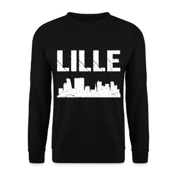 Lille Skyline Frankreich Stadt Lille - Unisex Pullover - Schwarz - Vorne - Alina (178cm) & Michal (187cm)