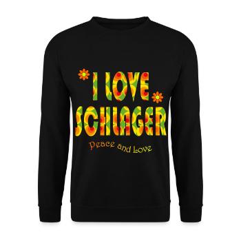 I LOVE SCHLAGER - Unisex Pullover - Schwarz - Vorne - Alina (178cm) & Michal (187cm)