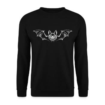 Mystische Fledermaus – Schaurig-schönes Design - Unisex Pullover - Schwarz - Vorne - Alina (178cm) & Michal (187cm)