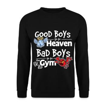 Bad Boys go to the Gym - Unisex Pullover - Schwarz - Vorne - Alina (178cm) & Michal (187cm)