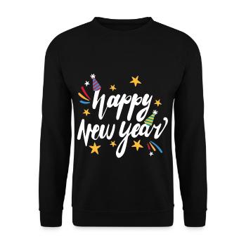 happy new year - Unisex Pullover - Schwarz - Vorne - Alina (178cm) & Michal (187cm)