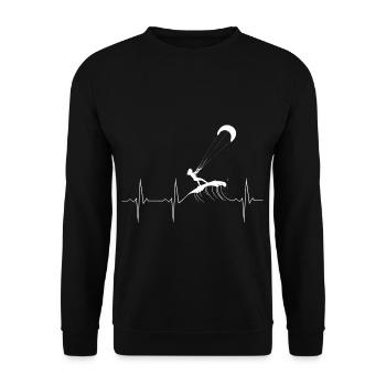 EKG Herzschlag Kitesurfing Kitesurferin - Unisex Pullover - Schwarz - Vorne - Alina (178cm) & Michal (187cm)