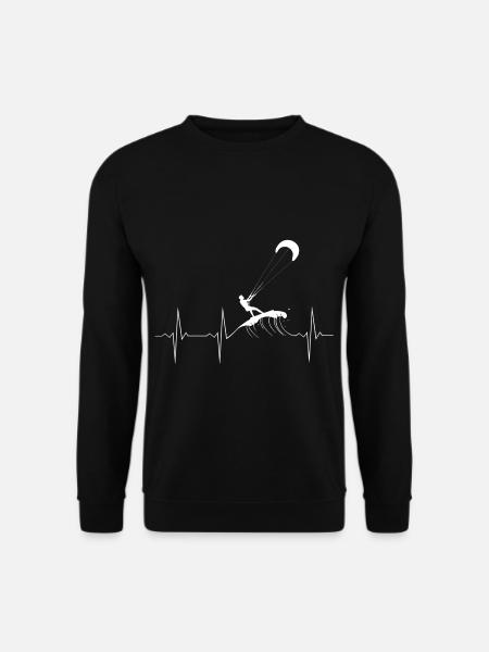 EKG Herzschlag Heartbeat Kitesurfing - Unisex Pullover - Schwarz