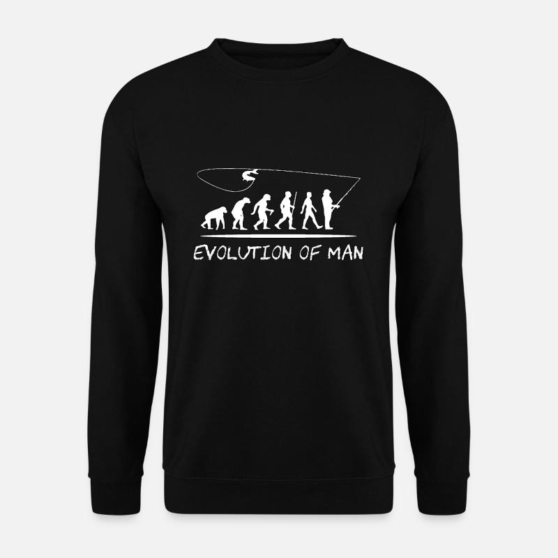 Evolution of Man Angeln - Unisex Pullover - Schwarz