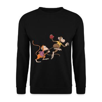 Handball Tor Wurf Geschenk Idee - Unisex Pullover - Schwarz - Vorne - Alina (178cm) & Michal (187cm)