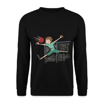 Handball Torwart Keeper Geschenk Idee - Unisex Pullover - Schwarz - Vorne - Alina (178cm) & Michal (187cm)
