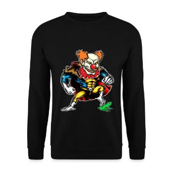 Böser Horror Clown mit Frosch T-Shirt Hero - Unisex Pullover - Schwarz - Vorne - Alina (178cm) & Michal (187cm)