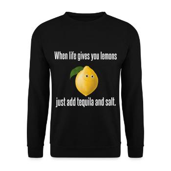 Zitrone - Life lemons add tequila - Unisex Pullover - Schwarz - Vorne - Alina (178cm) & Michal (187cm)