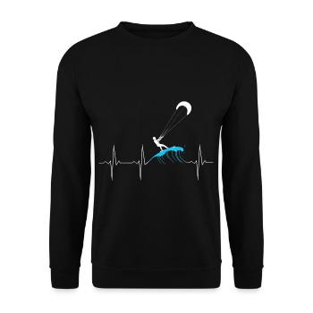 ECG Heartbeat Heartbeat Kitesurfing Wave - Unisex Sweatshirt - black - Front - Alina (178cm) & Michal (187cm)