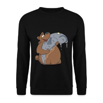 A bear with angler trophy fish gift - Unisex Sweatshirt - black - Front - Alina (178cm) & Michal (187cm)