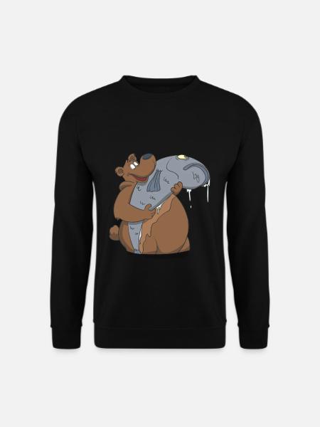 Ein Bär mit Angler Trophäe Fisch Geschenk - Unisex Pullover - Schwarz