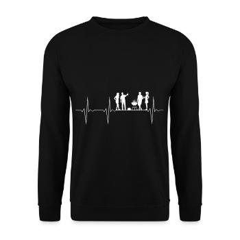 EKG Herzschlag Heartbeat BBQ Grill Party - Unisex Pullover - Schwarz - Vorne - Alina (178cm) & Michal (187cm)