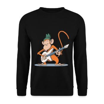 Monkey plays guitar gift - Unisex Sweatshirt - black - Front - Alina (178cm) & Michal (187cm)