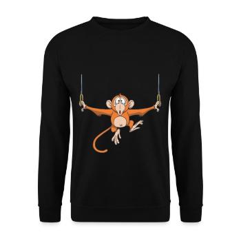 Turner monkey doing gymnastics rings - Unisex Sweatshirt - black - Front - Alina (178cm) & Michal (187cm)