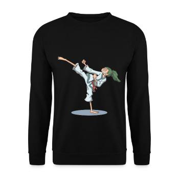 Pied de karaté coup de pied - Sweat-shirt Unisexe - noir - Devant - Alina (178cm) & Michal (187cm)