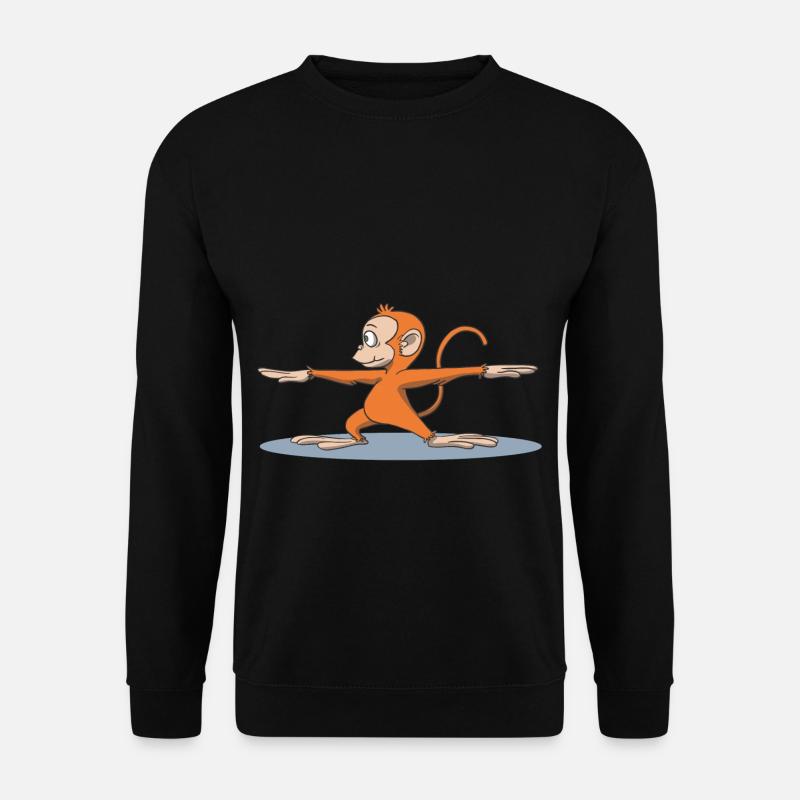 Affe Yoga Krieger 2 Pose - Unisex Pullover - Schwarz