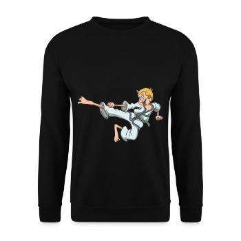 Karate kid boy jumping kick - Unisex Sweatshirt - black - Front - Alina (178cm) & Michal (187cm)