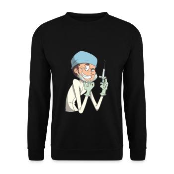 Fiese Krankenschwester Anästhesie Spritze - Unisex Pullover - Schwarz - Vorne - Alina (178cm) & Michal (187cm)