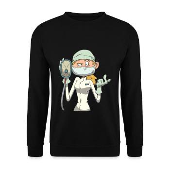 Infirmière masque d'anesthésie - Sweat-shirt Unisexe - noir - Devant - Alina (178cm) & Michal (187cm)