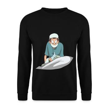Krankenschwester Krankenhaus Mundschutz Maske - Unisex Pullover - Schwarz - Vorne - Alina (178cm) & Michal (187cm)