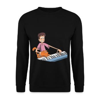Piano piano player plays with cat - Unisex Sweatshirt - black - Front - Alina (178cm) & Michal (187cm)