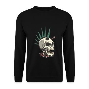 Crâne crâne squelette punk - Sweat-shirt Unisexe - noir - Devant - Alina (178cm) & Michal (187cm)