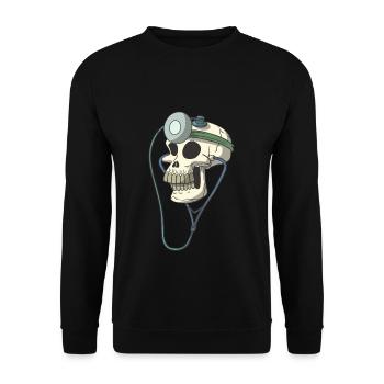 Crâne crâne squelette docteur docteur lampe frontale - Sweat-shirt Unisexe - noir - Devant - Alina (178cm) & Michal (187cm)