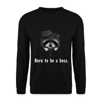Waschbär born to be a boss - Unisex Pullover - Schwarz - Vorne - Alina (178cm) & Michal (187cm)