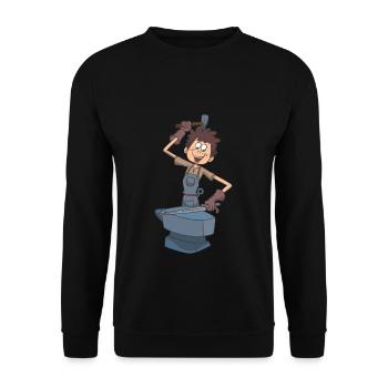 Blacksmith anvil hammer - Unisex Sweatshirt - black - Front - Alina (178cm) & Michal (187cm)