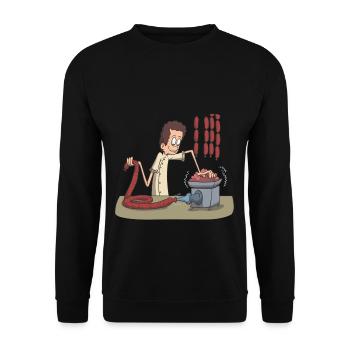 Saucisse de viande couteau de boucher - Sweat-shirt Unisexe - noir - Devant - Alina (178cm) & Michal (187cm)