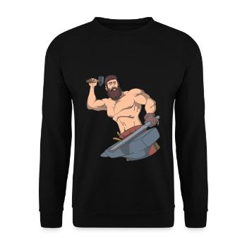 Blacksmith anvil hammer sword - Unisex Sweatshirt - black - Front - Alina (178cm) & Michal (187cm)