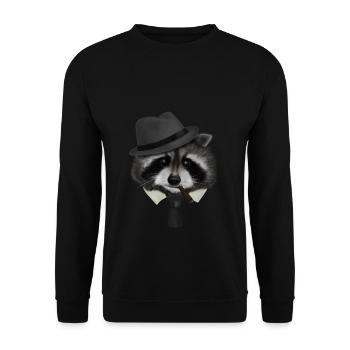 Gangster Mafia Waschbär - Unisex Pullover - Schwarz - Vorne - Alina (178cm) & Michal (187cm)