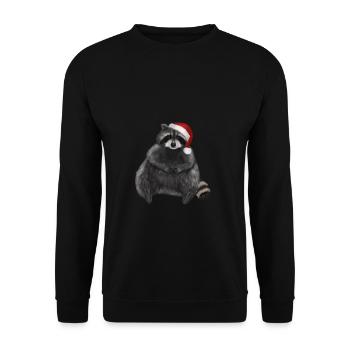 Waschbär liebt Weihnachten - Unisex Pullover - Schwarz - Vorne - Alina (178cm) & Michal (187cm)