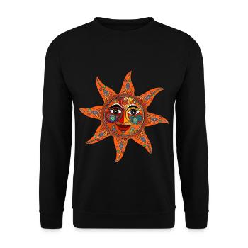 Sun Mandala / Sonne - Unisex Pullover - Schwarz - Vorne - Alina (178cm) & Michal (187cm)