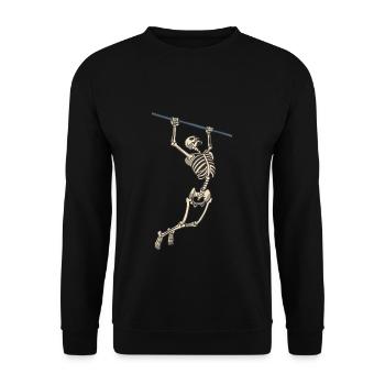 Skeleton on the fitness sport chin-up bar - Unisex Sweatshirt - black - Front - Alina (178cm) & Michal (187cm)