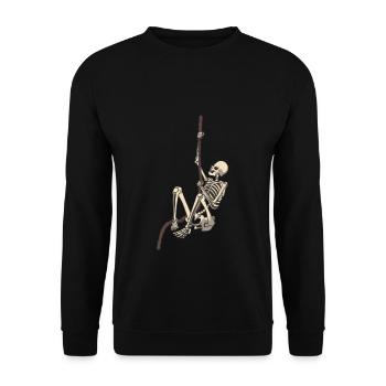 Skelett am Kletterseil Fitness Sport - Unisex Pullover - Schwarz - Vorne - Alina (178cm) & Michal (187cm)