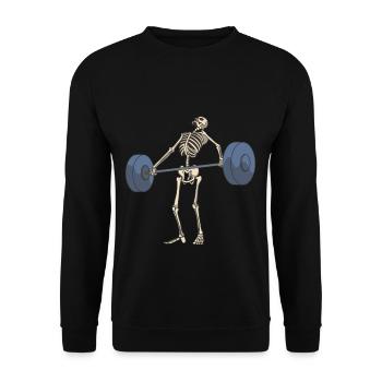 Skelett mit Langhantel Gewichtheben Squat Fitness - Unisex Pullover - Schwarz - Vorne - Alina (178cm) & Michal (187cm)