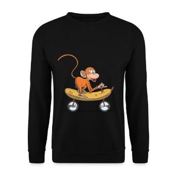 Funny monkey, monkey on bicycle banana - Unisex Sweatshirt - black - Front - Alina (178cm) & Michal (187cm)