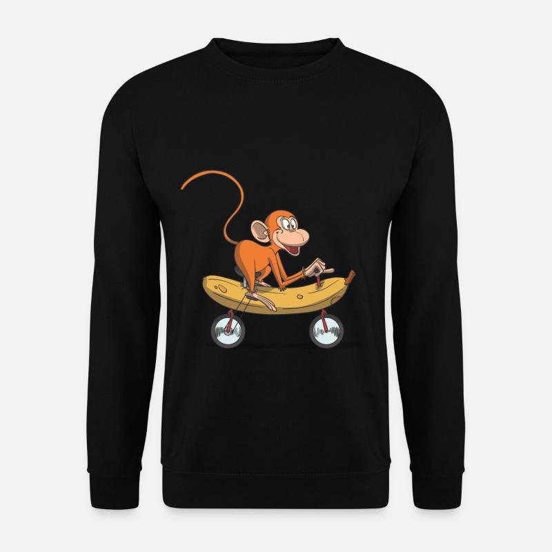Lustiger Affe, Äffchen auf Fahrrad Banane - Unisex Pullover - Schwarz