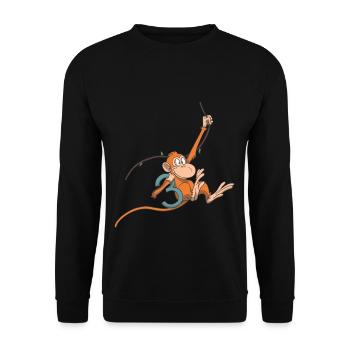 Affe Kindergeburtstag 3. Geburtstag Geschenk - Unisex Pullover - Schwarz - Vorne - Alina (178cm) & Michal (187cm)