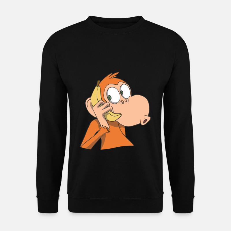 Monkey with banana phone - Unisex Sweatshirt - black