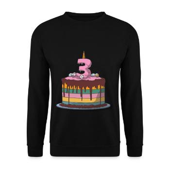Gâteau d'anniversaire anniversaire des enfants 3e anniversaire - Sweat-shirt Unisexe - noir - Devant - Alina (178cm) & Michal (187cm)